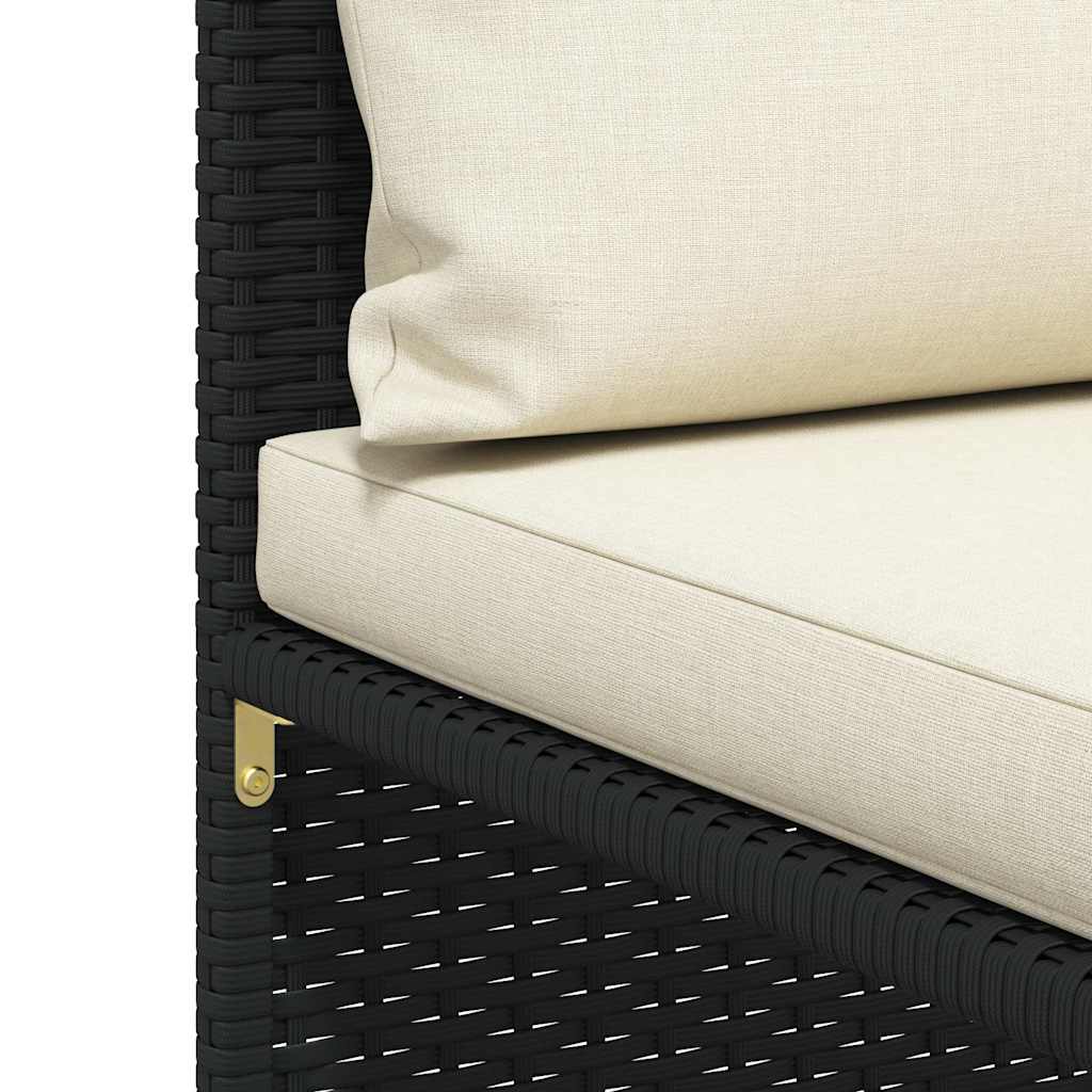 5-tlg. Garten-Sofagarnitur mit Auflagen Schwarz Poly Rattan