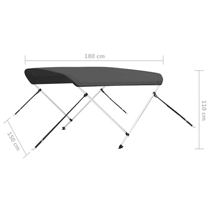 2-Bow Bimini Top Anthrazit 180x150x110 cm