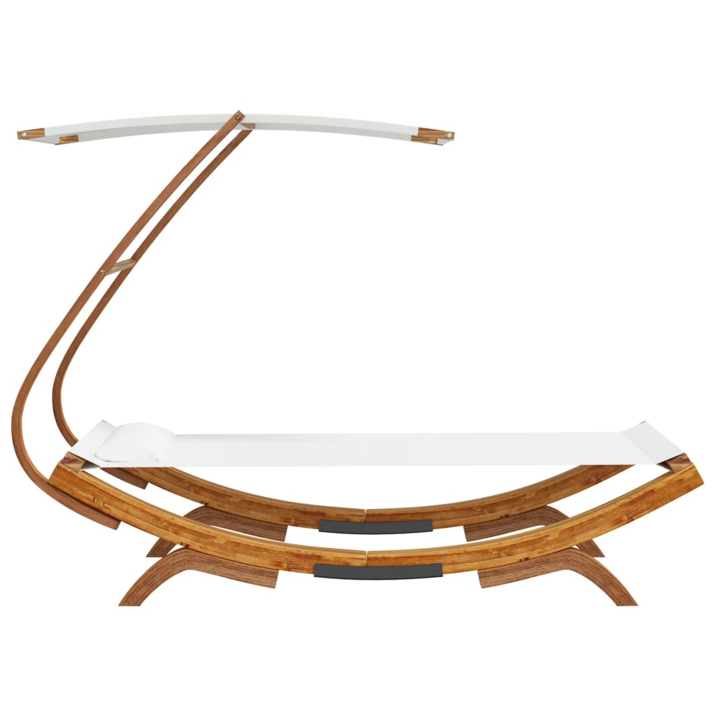 Bain de soleil avec toit 100x190x134 cm bois courbé massif crème