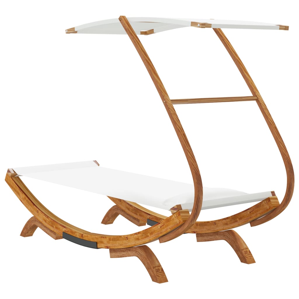 Bain de soleil avec toit 100x190x134 cm bois courbé massif crème