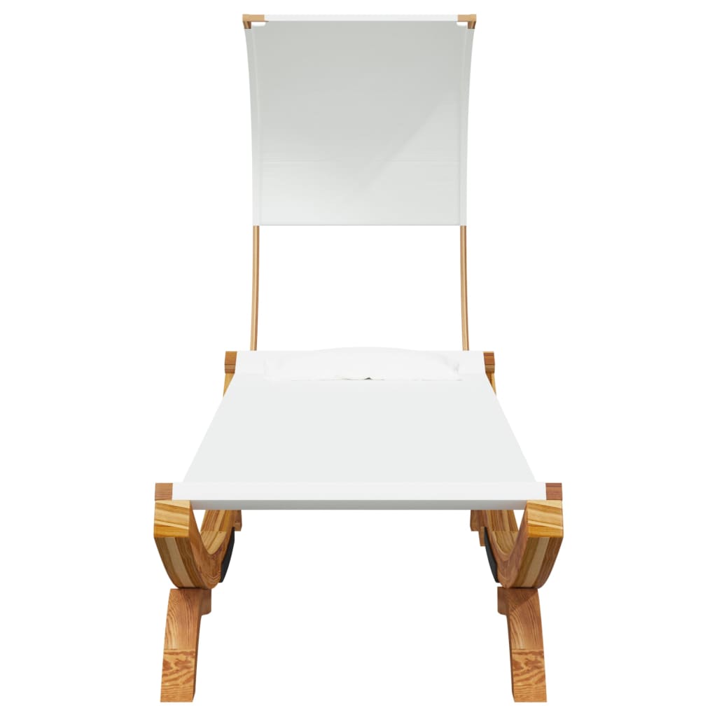 Bain de soleil avec toit 100x200x126 cm bois courbé massif crème
