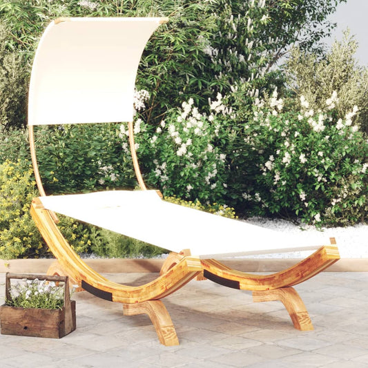 Bain de soleil avec toit 100x200x126 cm bois courbé massif crème