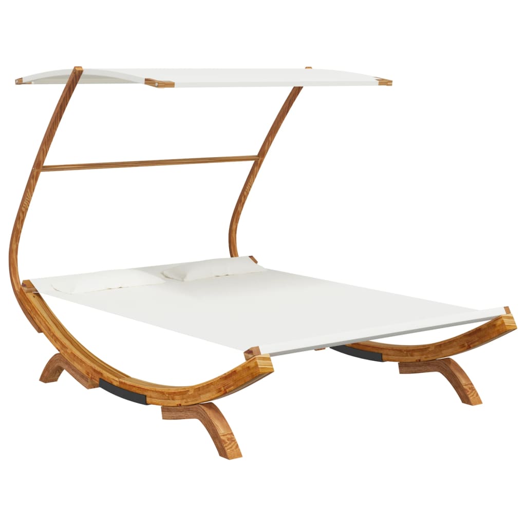 Bain de soleil avec toit 165x203x138 cm bois courbé massif crème