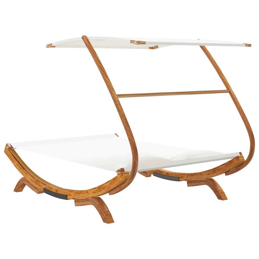 Bain de soleil avec toit 165x203x138 cm bois courbé massif crème