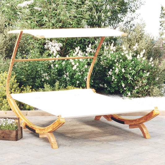 Bain de soleil avec toit 165x203x138 cm bois courbé massif crème