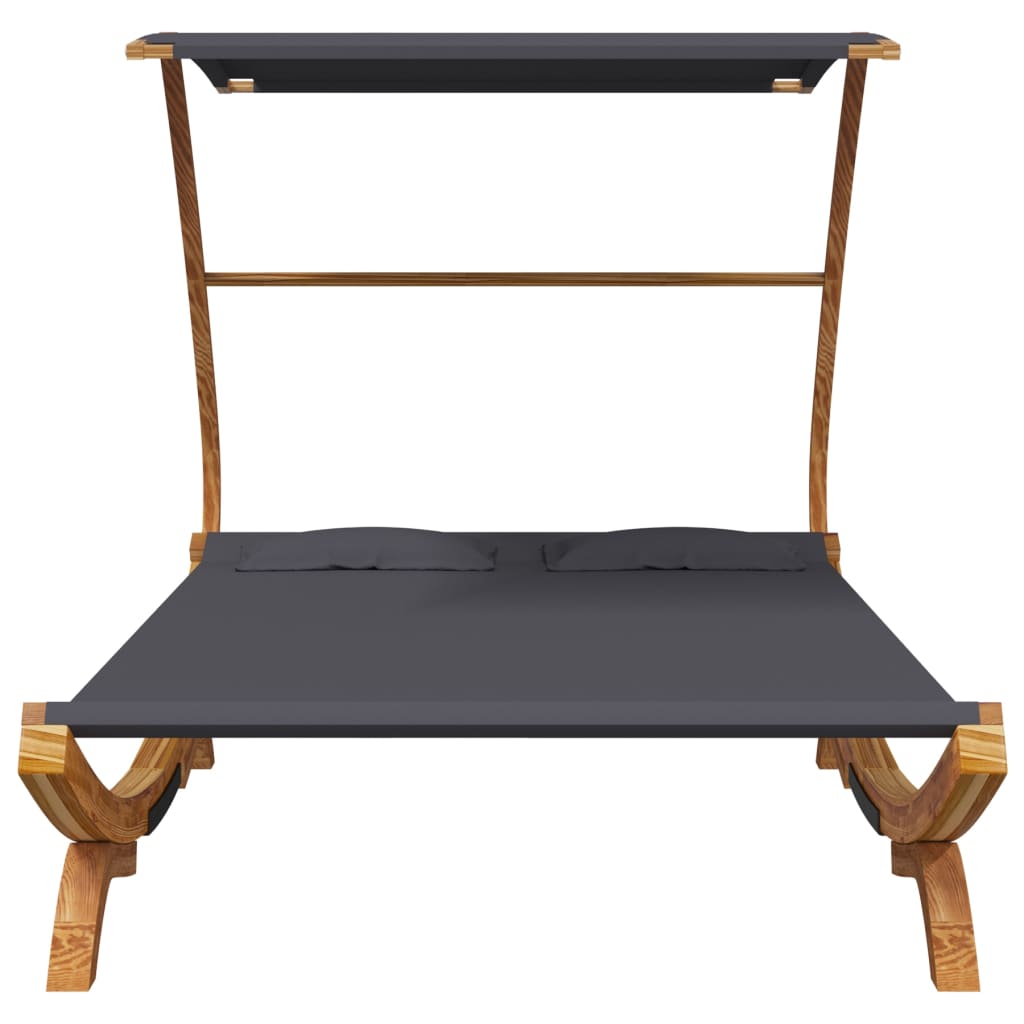 Bain de soleil avec toit 165x203x138 cm bois courbé massif anthracite