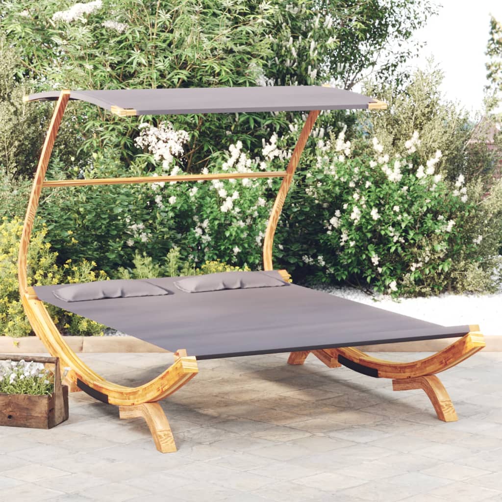 Bain de soleil avec toit 165x203x138 cm bois courbé massif anthracite