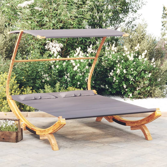 Bain de soleil avec toit 165x203x138 cm bois courbé massif anthracite