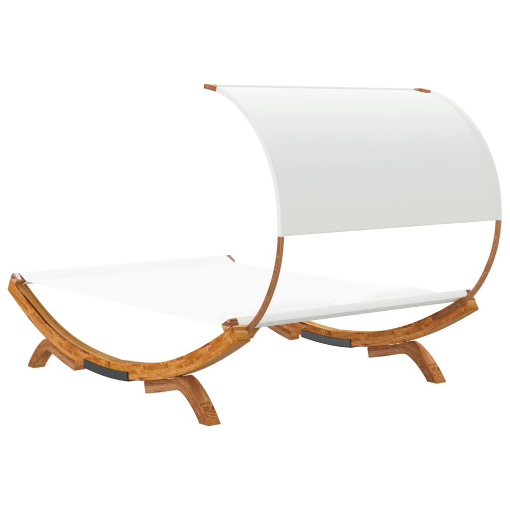 Bain de soleil avec toit 165x203x126 cm bois courbé massif crème