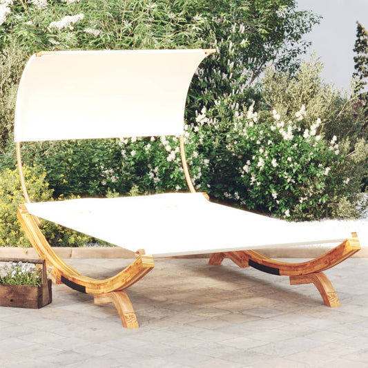 Bain de soleil avec toit 165x203x126 cm bois courbé massif crème