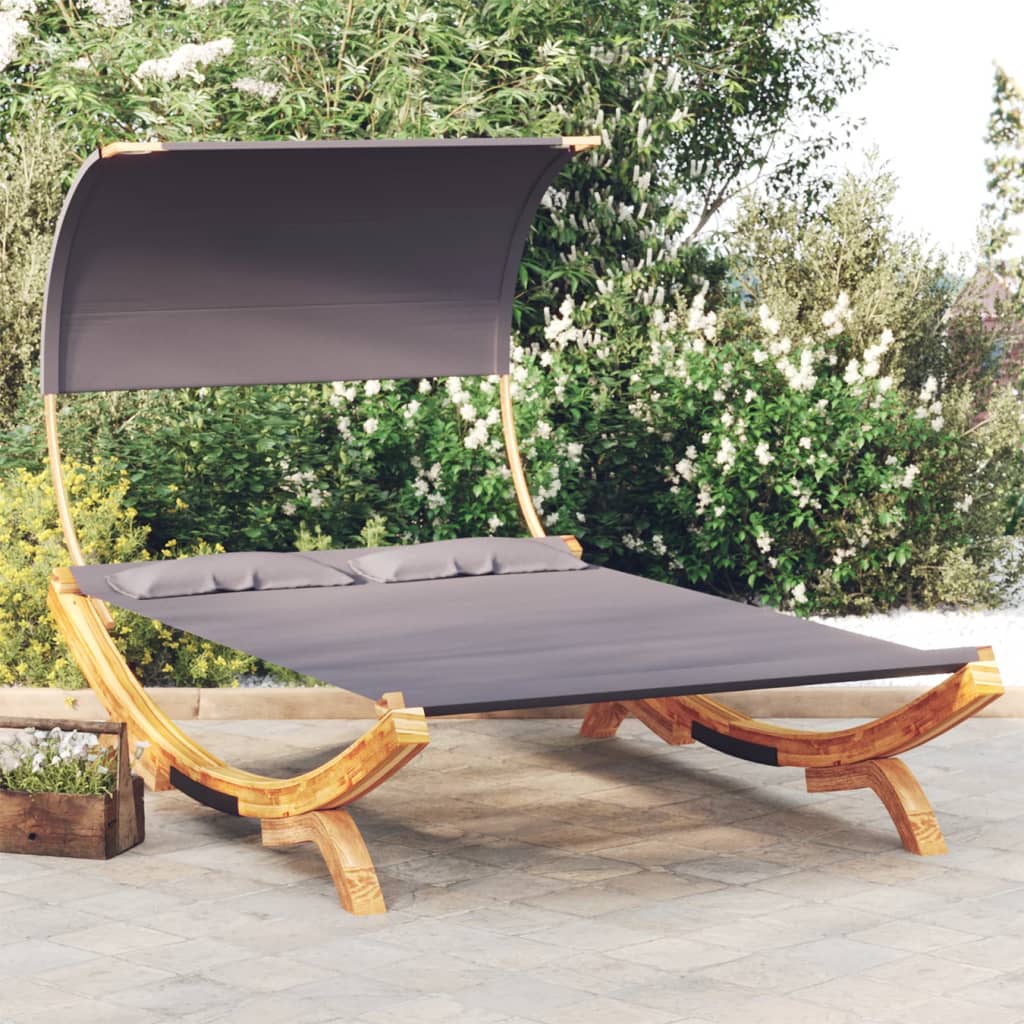 Bain de soleil avec toit 165x203x126 cm bois courbé massif anthracite