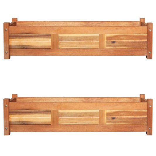Lot de 2 jardinières surélevées en bois d'acacia 100 x 30 x 25 cm