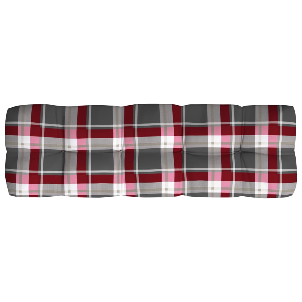Coussins de canapé palette, 7 pièces. Motif à carreaux rouges