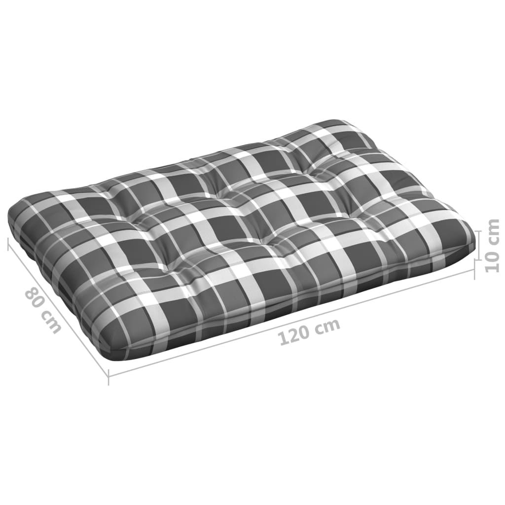 Coussins de canapé palette, 7 pièces, motif à carreaux gris