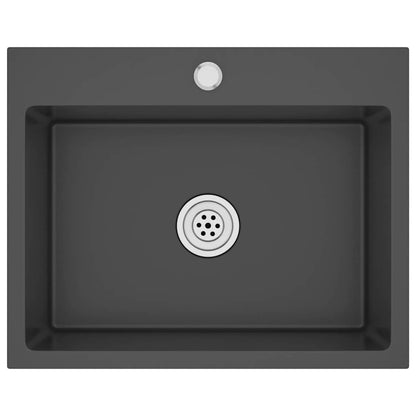 Handgemachte Einbauspüle Schwarz Edelstahl