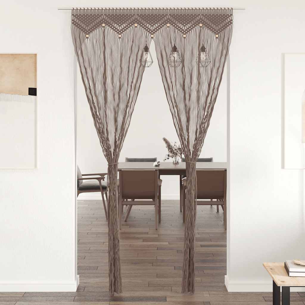 Makramee Vorhang Taupe 140x240 cm Baumwolle