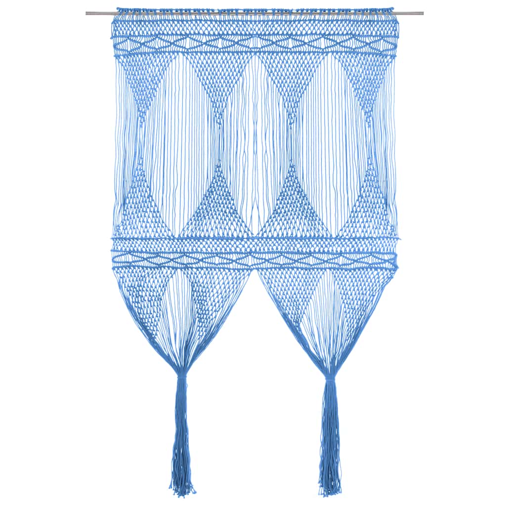 Makramee Vorhang Blau 140x240 cm Baumwolle