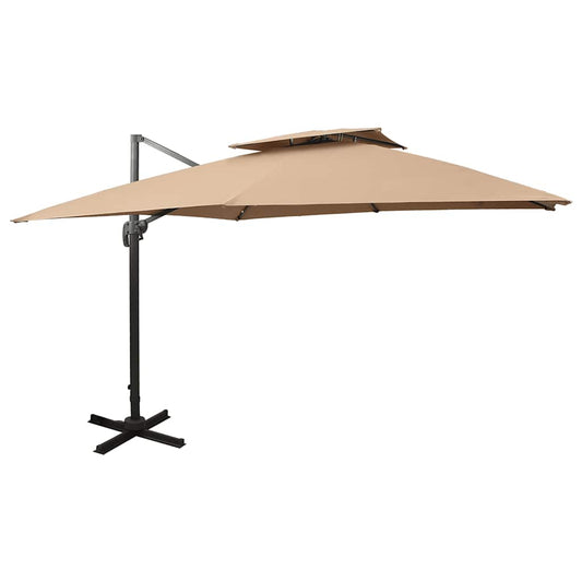 Ampelschirm mit Doppeldach 300 x 300 cm Taupe