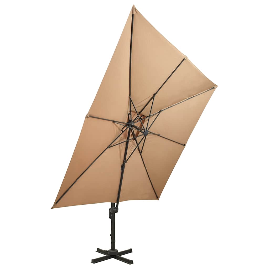 Ampelschirm mit Doppeldach 300 x 300 cm Taupe