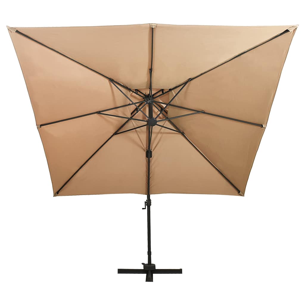 Ampelschirm mit Doppeldach 300 x 300 cm Taupe