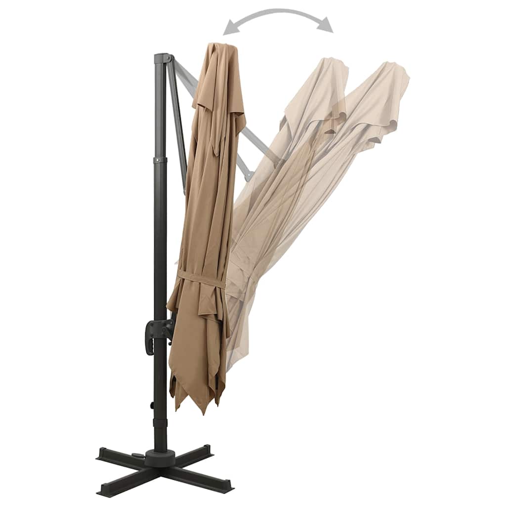 Ampelschirm mit Doppeldach 300 x 300 cm Taupe