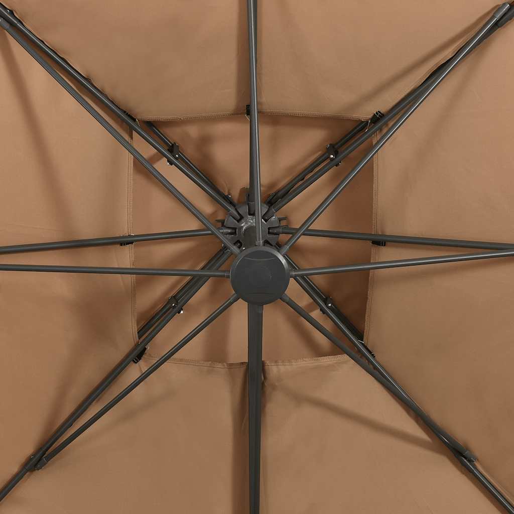 Ampelschirm mit Doppeldach 300 x 300 cm Taupe