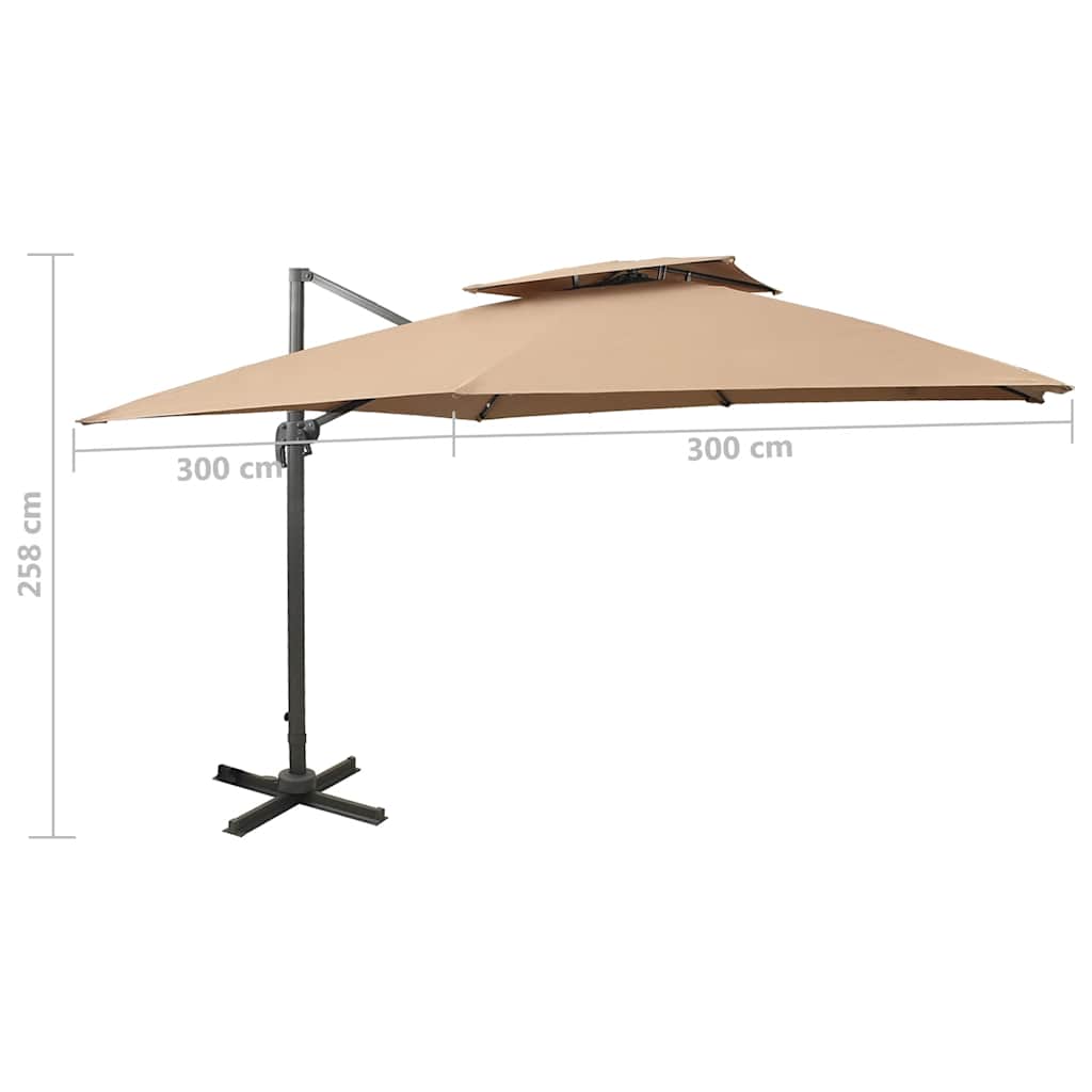Ampelschirm mit Doppeldach 300 x 300 cm Taupe
