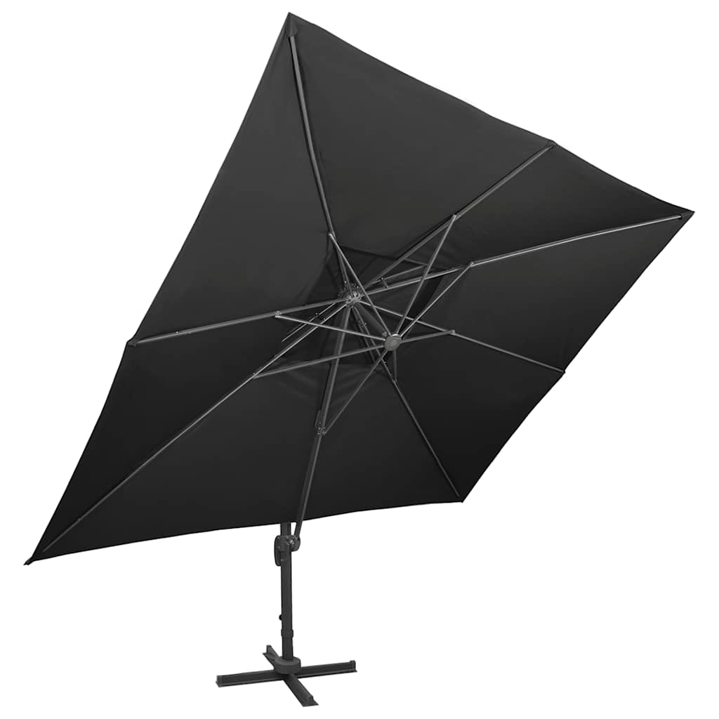 Ampelschirm mit Doppeldach Schwarz 400 x 300 cm