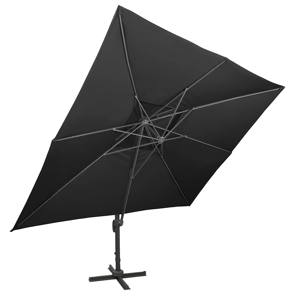 Ampelschirm mit Doppeldach Schwarz 400 x 300 cm
