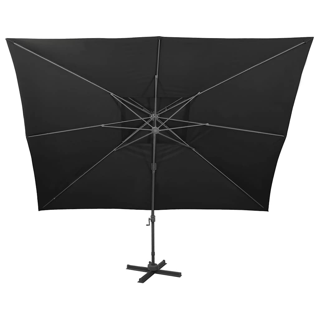 Ampelschirm mit Doppeldach Schwarz 400 x 300 cm