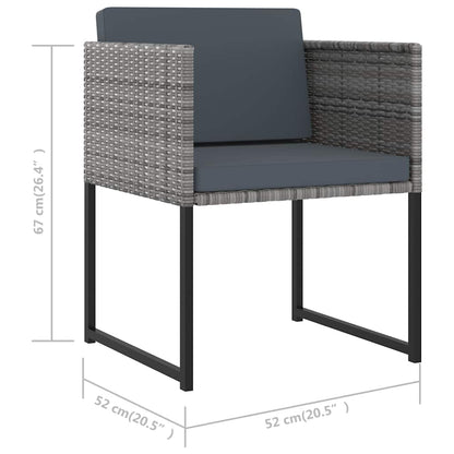 9-tlg. Garten-Essgruppe mit Kissen Poly Rattan Grau