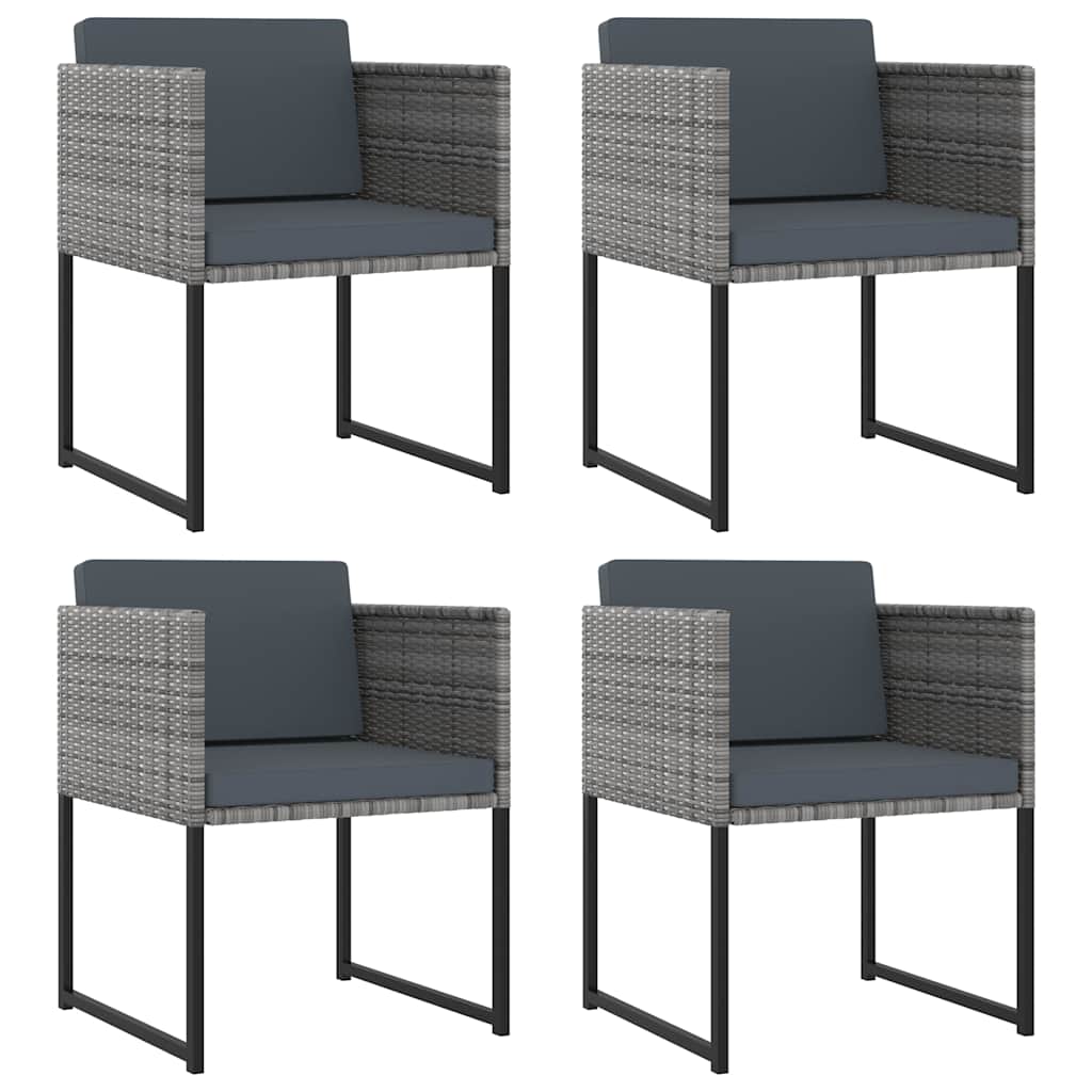 9-tlg. Garten-Essgruppe mit Kissen Poly Rattan Grau