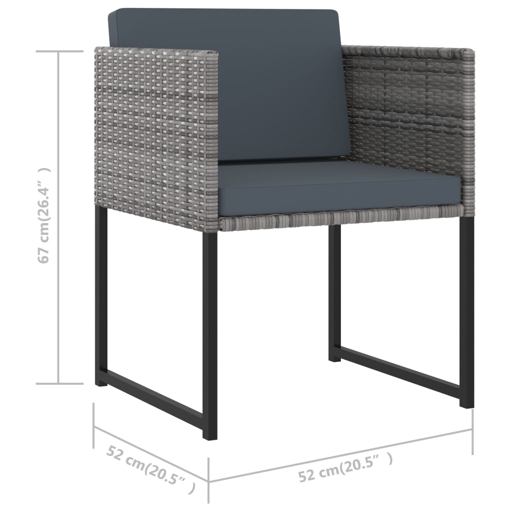 11-tlg. Garten-Essgruppe mit Kissen Poly Rattan Grau