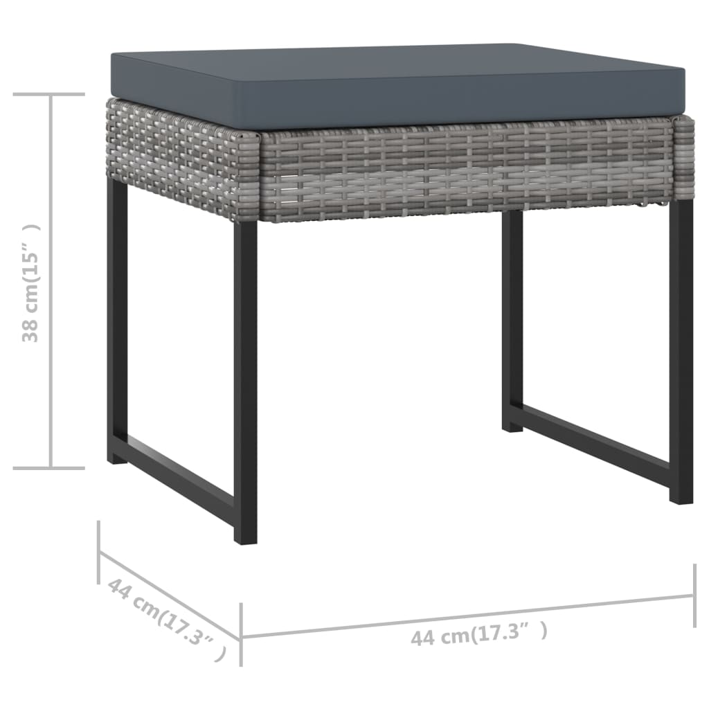 11-tlg. Garten-Essgruppe mit Kissen Poly Rattan Grau