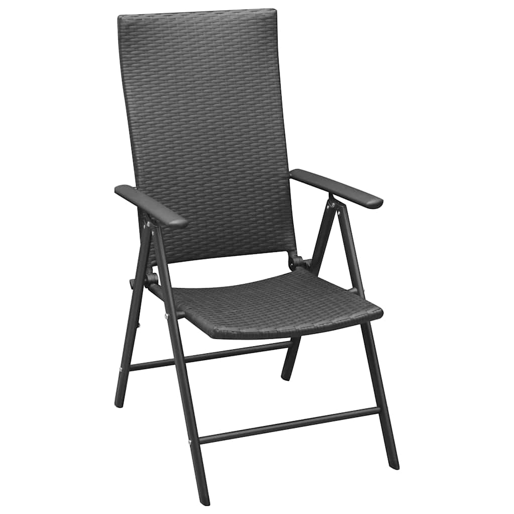 Klappstühle, 4 Stück, Polyrattan, Schwarz