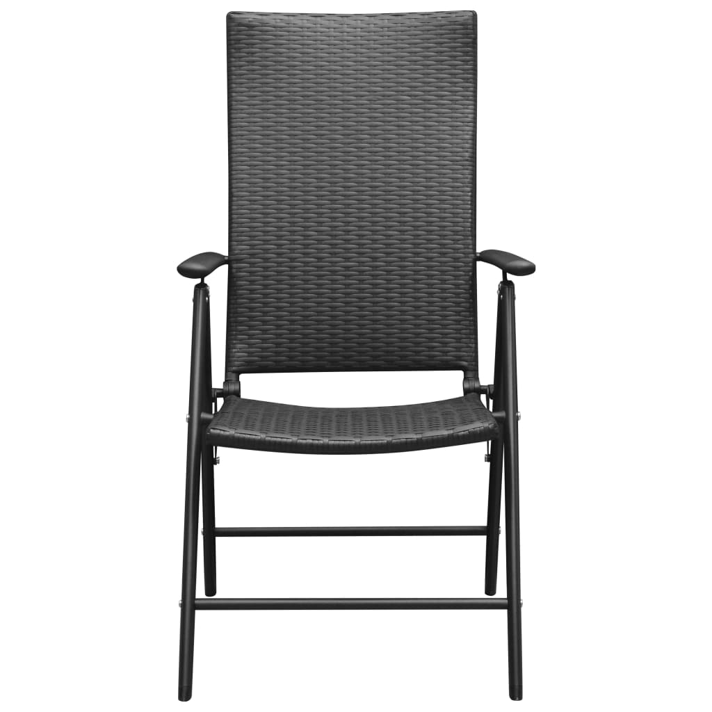Klappstühle, 4 Stück, Polyrattan, Schwarz