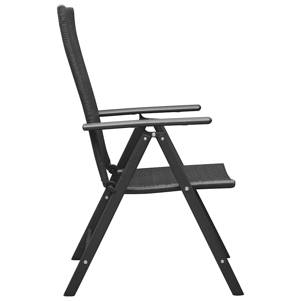 Klappstühle, 4 Stück, Polyrattan, Schwarz