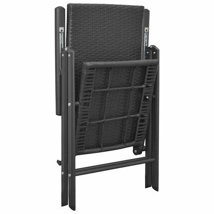 Klappstühle, 4 Stück, Polyrattan, Schwarz