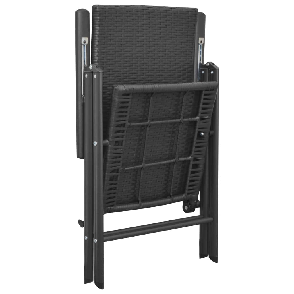 Klappstühle, 4 Stück, Polyrattan, Schwarz