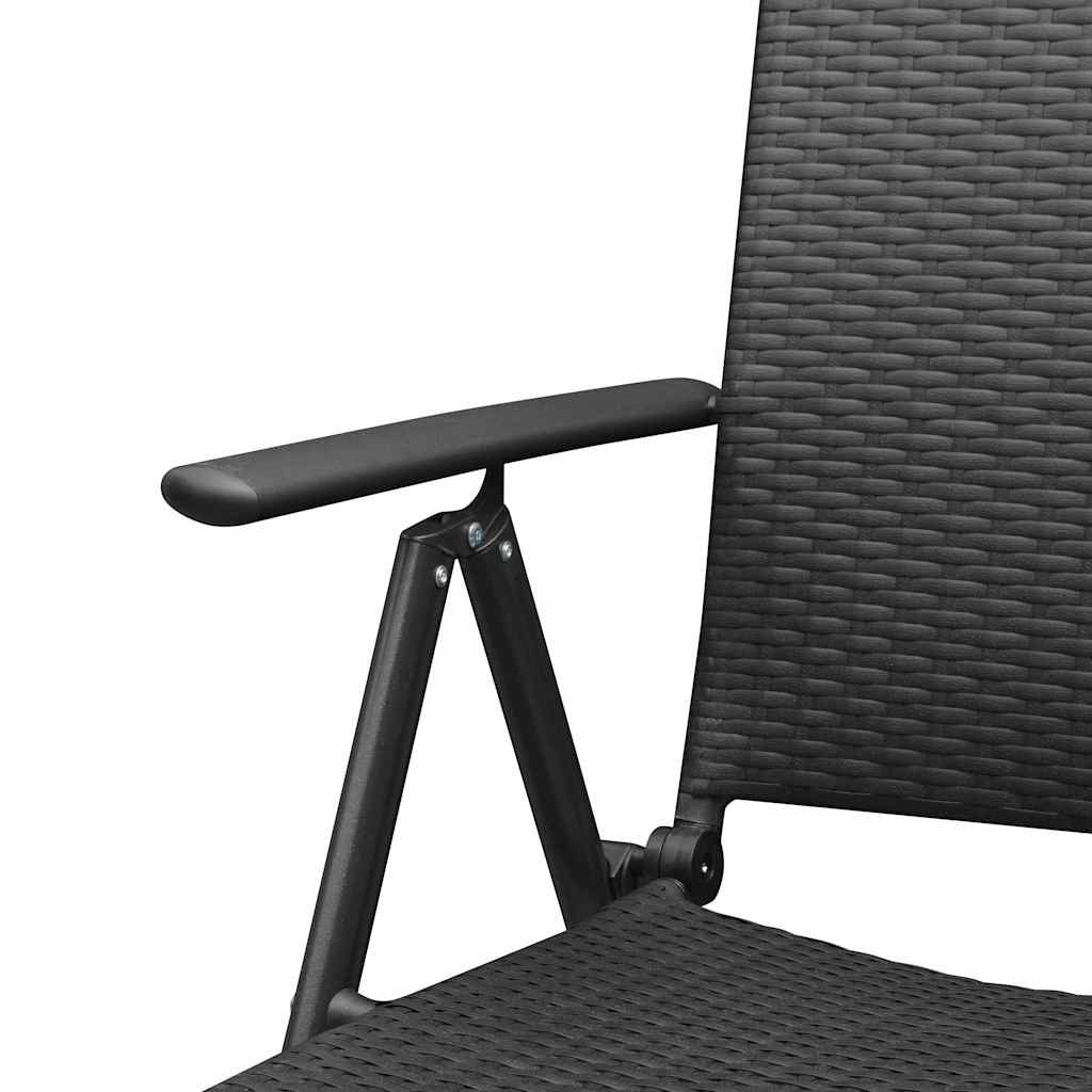 Klappstühle, 4 Stück, Polyrattan, Schwarz