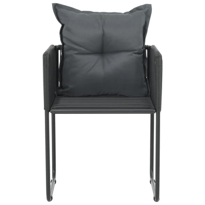 Gartenstühle 6 Stk. mit Kissen Poly Rattan Schwarz