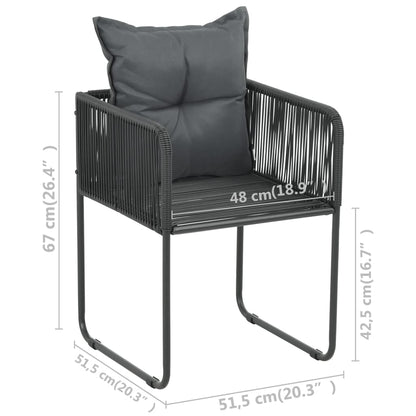 Gartenstühle 6 Stk. mit Kissen Poly Rattan Schwarz