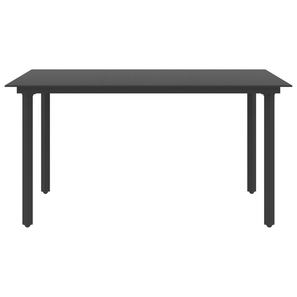 Garten-Esstisch Schwarz 150x80x74 cm Stahl und Glas