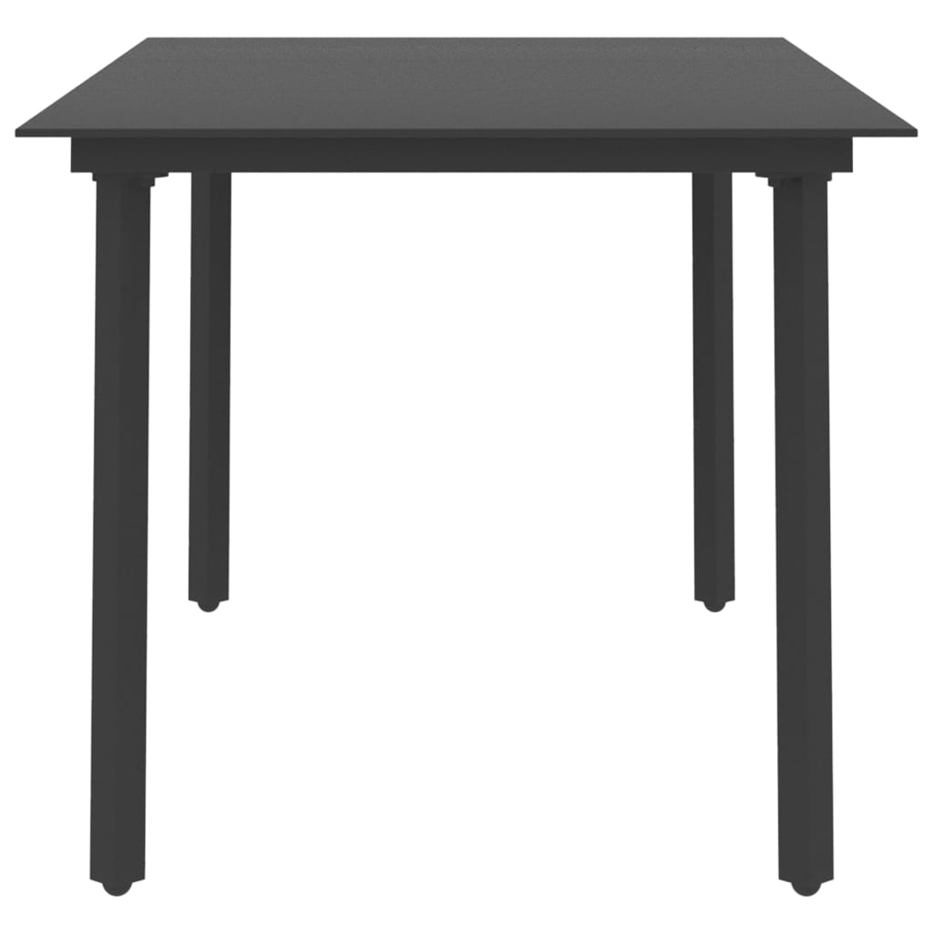 Garten-Esstisch Schwarz 150x80x74 cm Stahl und Glas