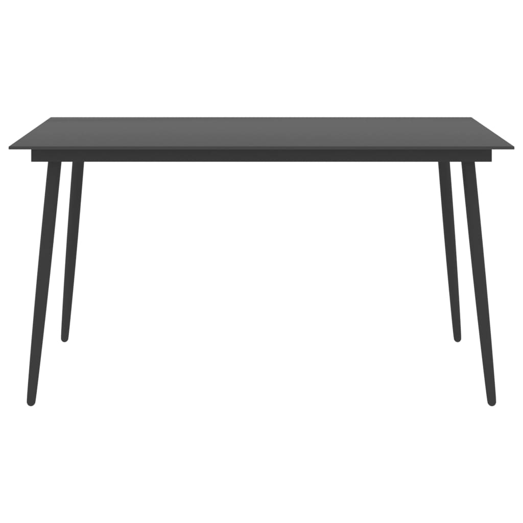 Table à manger de jardin noire 150x90x74 cm acier et verre