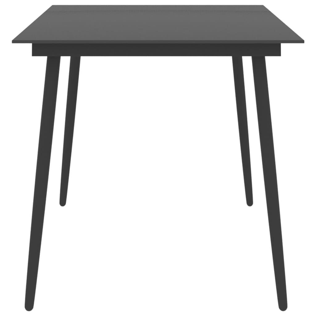 Table à manger de jardin noire 150x90x74 cm acier et verre
