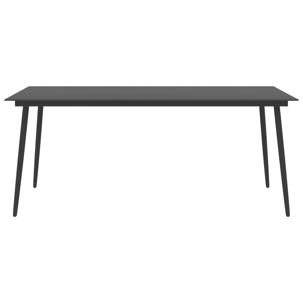 Table à manger de jardin noire 190x90x74 cm acier et verre