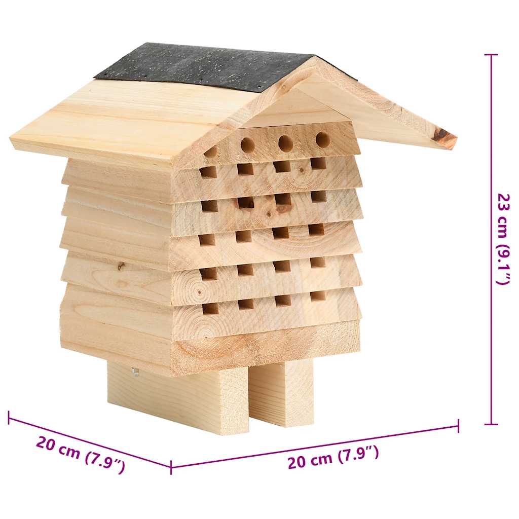 Bienenhotel Tanne Massivholz 22x20x20 cm