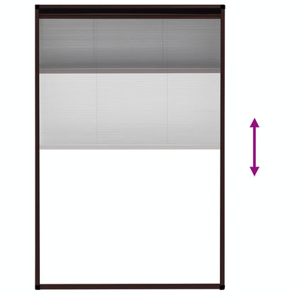 Insektenschutz-Plissee für Fenster Aluminium Braun 80x120 cm