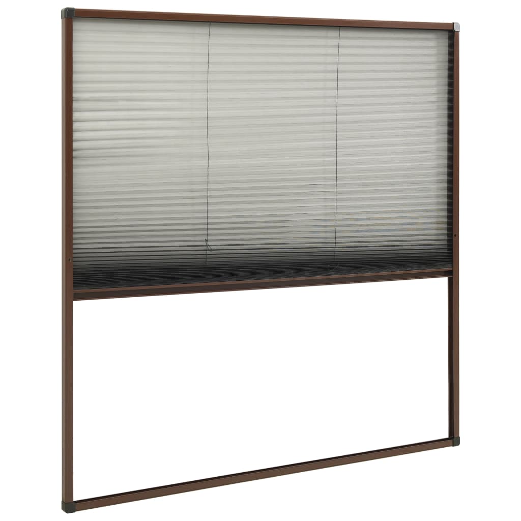 Insektenschutz-Plissee für Fenster Aluminium Braun 120x120 cm
